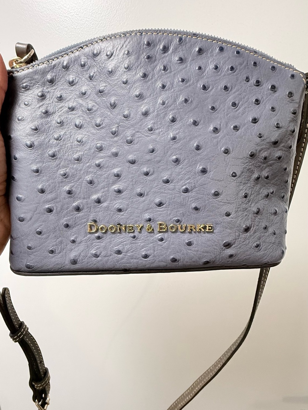 Dooney & Bourke Light Gray Ostrich-Embossed Crossbody